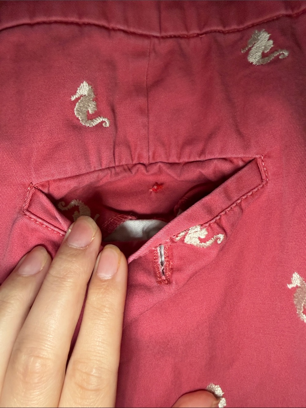 Talbots Pink Seahorse Embroidered Flat-Front Shorts - Picture 6 of 10
